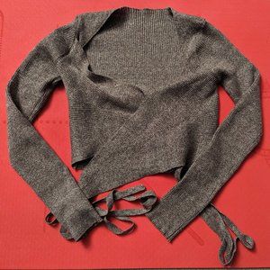 Chicwish Crisscross Tie Waist Wrap Knit Top in Taupe